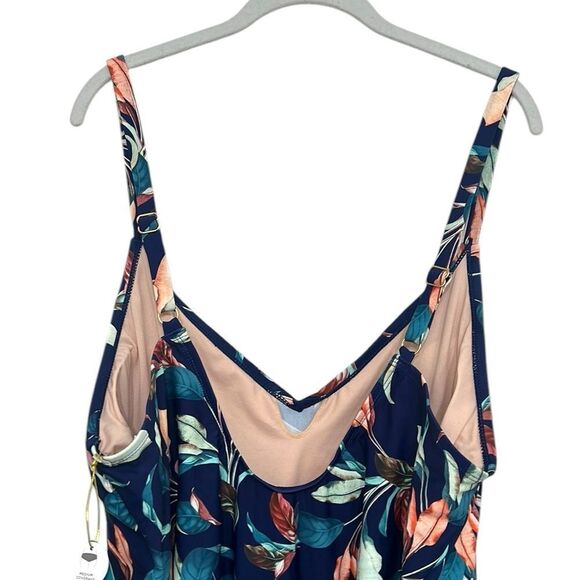 One Piece Swimsuit Woman’s Size 24W Mynah Leaves Tummy Control Medium Coverage - Picture 4 of 11